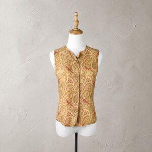 Ralph Ralph Lauren c. 1990s Silk Blend Vest in Honey Beige Paisley | 4